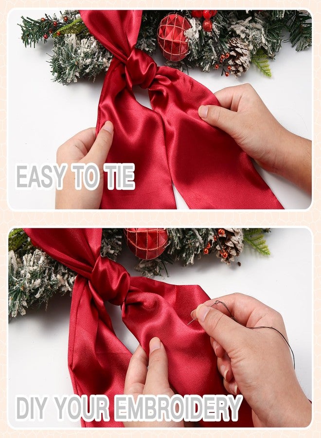 Fucibt 2 Pack Wreath Sash for Front Door, Red Blank Sash for Monogram Embroidery, Front Door Porch Decor, Christmas Wreath Accessories, 5'' L x 54'' W, Red (2) - Image 3